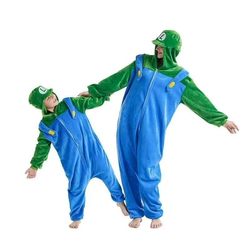 Lindo pijama mono Super Marios Bros Luigi adultos niños hombres mujeres Foto 2 de 4