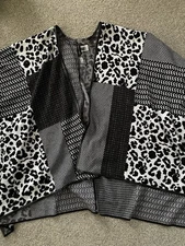 Ming Wang Sweater Black Knit Hope Wrap Sweater Shawl One Size Cape Poncho NWOT