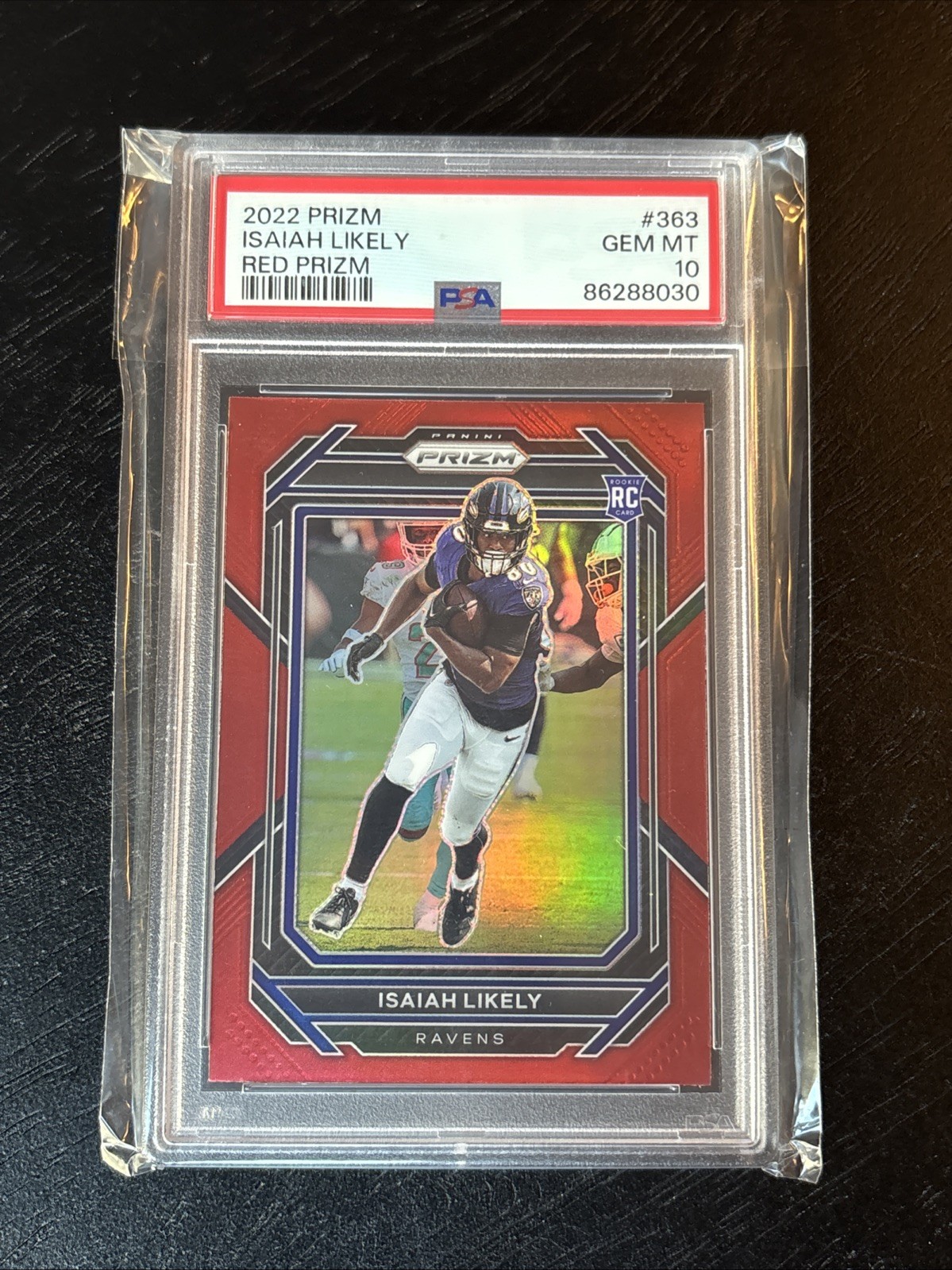 2022 ISAIAH LIKELY PANINI PRIZM RED PRIZM #363 PSA 10 ROOKIE RC RAVENS SSP