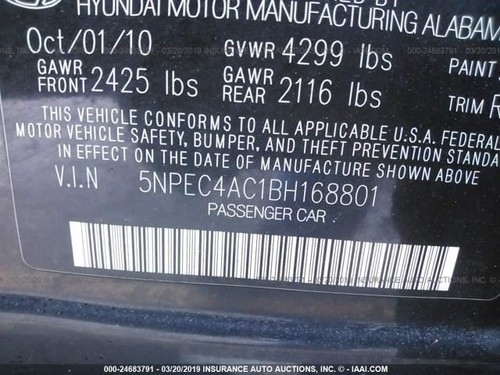 ABS Brake Pump Module 11 2011 Hyundai Sonata 2.4L Ships Fast - Picture 11 of 12
