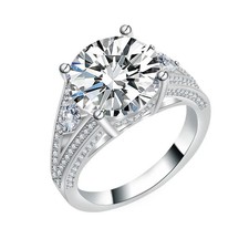 3ct D Color Lab Created Moissanite Engagement Ring for Women 14k White Gold