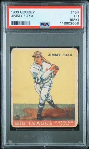 1933 Goudey Jimmy Foxx #154 PSA 1 MK