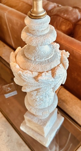 Vintage Italian Hand Carved Alabaster Neoclassical Urn Table Lamp -Signed - Picture 9 of 15