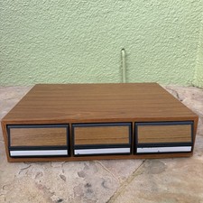 Cassette Tape Storage Case with 3 Drawers Holds 42 Vintage Faux Wood Grain