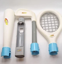 NERF Sports Pack Wii Bat Tennis Racquet Golf Club Attachments Nintendo Lot Set