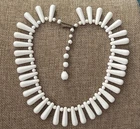 Vintage Signed West Germany Glass Milk White Bead Shag Chocker Necklace VTG 15”