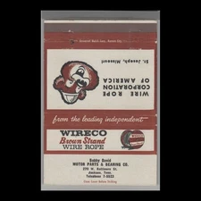 Matchbook Cover Wireco Brown Strand Wire Rope Motor Parts & Bearing Jackson, TN