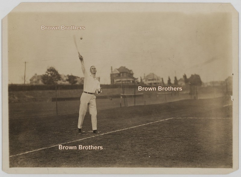 Vintage 1900-10s Intercollegiate Tennis Champion Wallace Johnson Serving Photo