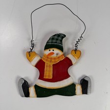 Snowman Wooden Christmas Ornament Winter Holiday Decor Hand-Painted 4.5" H