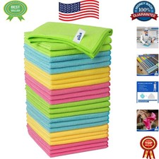 12.6" x 12.6" Microfiber Cleaning Cloths, 24-Pack for Sparkling Homes