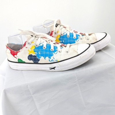 Converse Chuck Taylor Low World Map Print Sneakers Canvas Lace Up 6