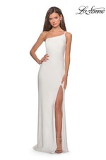 La Femme - 28176 One Shoulder Dress with High Slit - White Size 8