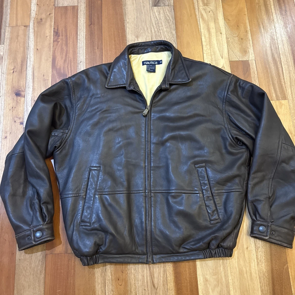 Nautica Leather Outer Shell Brown Coats, Jackets & Vests for Men