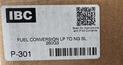 IBC Technologies P-301 fuel conversion LP TO NG SL 260G3