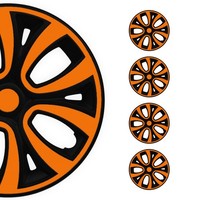 "4X Radkappen Radzierblenden Radblenden 15\" Zoll Stahlfelgen Schwarz Orange"