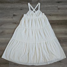 MINKPINK Lola Romantic White Eyelet Empire Waist Tiered Boho Midi Dress NWT XL