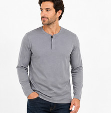 Alfani Men's Henley T-Shirt New S M L XL XXL 3XL Gray Long Sleeve Stretch Solid
