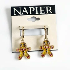 New Napier Gingerbread Man Drop Earrings Chic Women Party Vacation Jewelry Gift