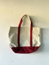 LL Bean Vintage 80s Red Canvas Boat and Tote Bag - Made In USA