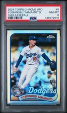 2024 TOPPS CHROME UPDATE 1989 BASEBALL #5 YOSHINOBU YAMAMOTO ROOKIE RC PSA 8