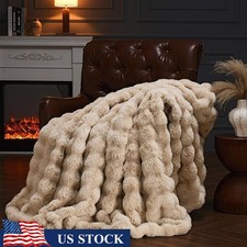 Ultra Soft Bubble Blanket Plush Faux Fur Luxury Cozy Throws Home Decor New