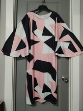 Shein Women's Curve Dress Geometric Print Asymmetrical Long Sleeves Size 3XL