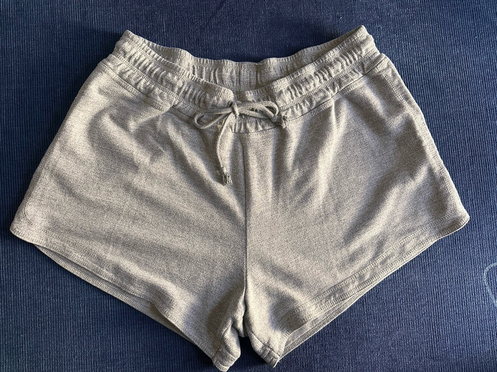 Gray Women's Knit Gym Shorts with Drawstring, Elastic Waist