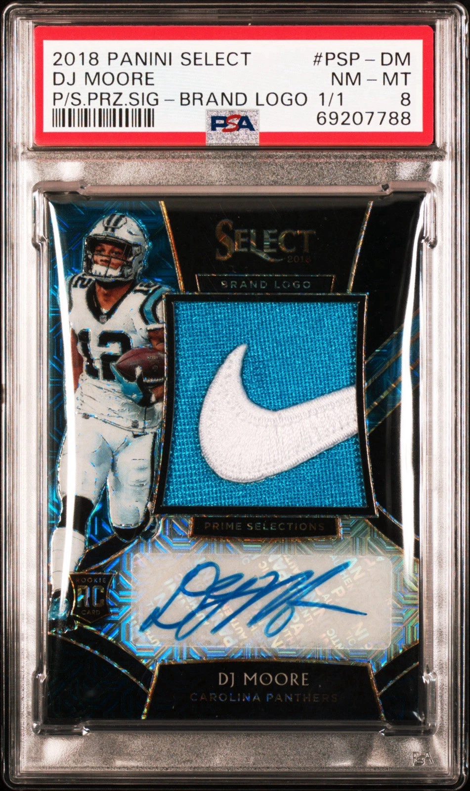 DJ Moore Panini Select Prime Selections Prizm Signatures #PSPDM Brand Logo 1/1