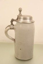 Antiker Keferloher Masskrug gekämmt mit Zinndeckel um 1900