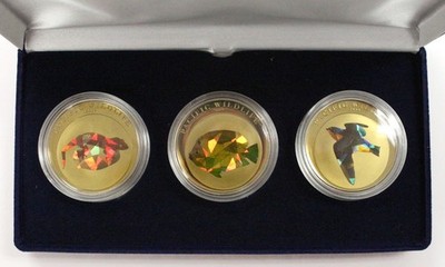 2009 $1 Republic of Palau Pacific Wildlife 3-Coin Set - w/ Box - 2,500 Minted
