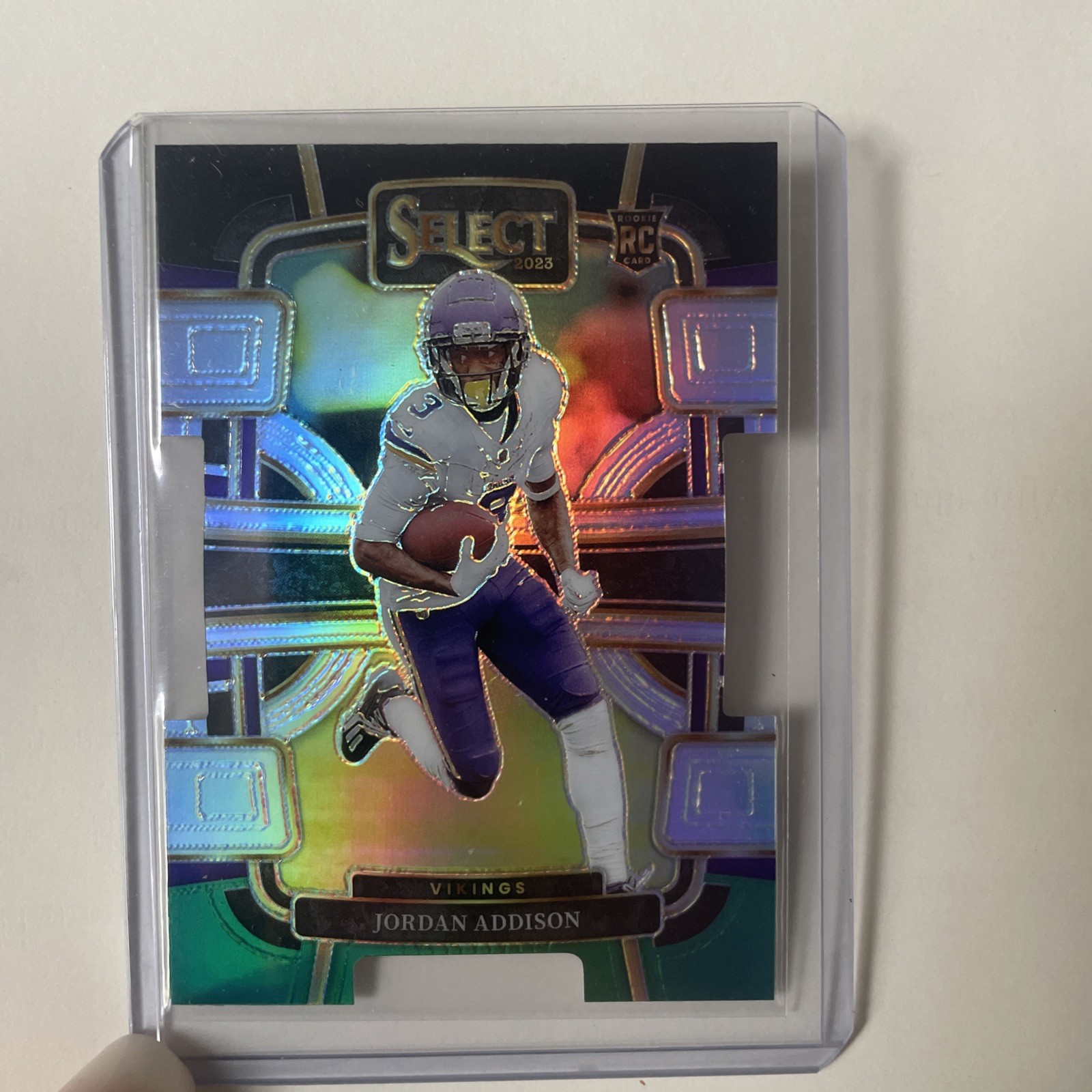 2023 Panini Select Concourse Jordan Addison #66 Black & Green Prizm Die-Cut (RC)
