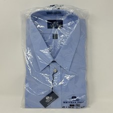 Stafford Long Sleeve Blue Dress Shirt Size 20/34 Wrinkle Free Big And Tall