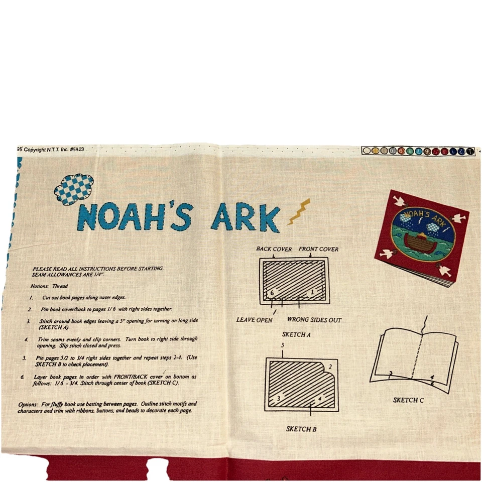 Panel de tela de algodón vintage N.T. Inc panel de libro de corte y costura Arca de Noé Foto 2 de 4