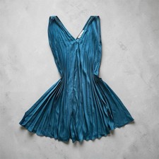 Loft Teal Pleated Accordion Dress Size XS EUC