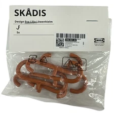 New IKEA SKADIS Orange Hook 5 Pack for Pegboard 206.061.35
