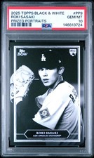 2025 Topps Black & White Roki Sasaki Prized Portraits Rookie PSA 10 Gem Mint