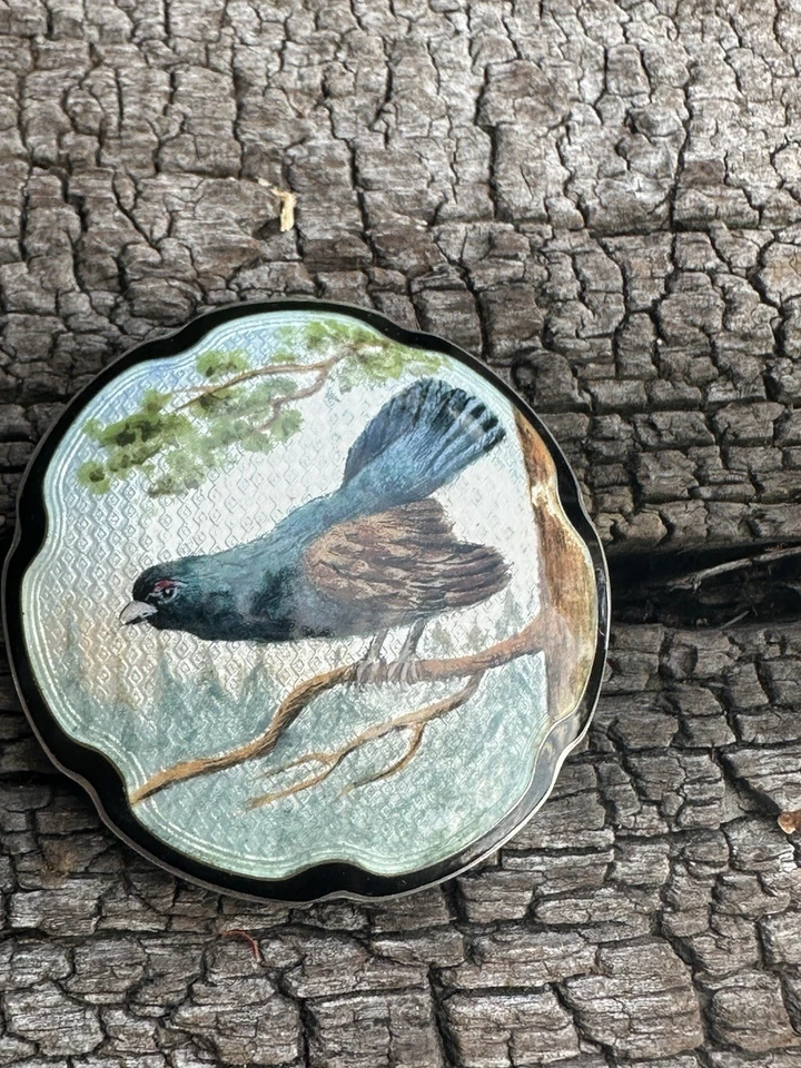 Spilla smaltata in argento sterling Hjortdahl Norvegia norvegese vintage ucce... - Immagine 2 di 4