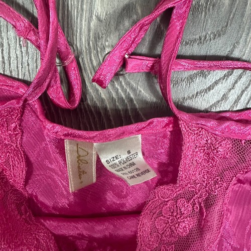 Delicates Pink Satin Paisley Lace Trim Cami Top Adjustable Straps Size S - Picture 3 of 6