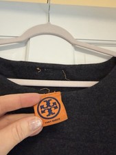 Tory Burch Charcoal Wool Blend Dress Size 14 Sleeveless Career Elegant