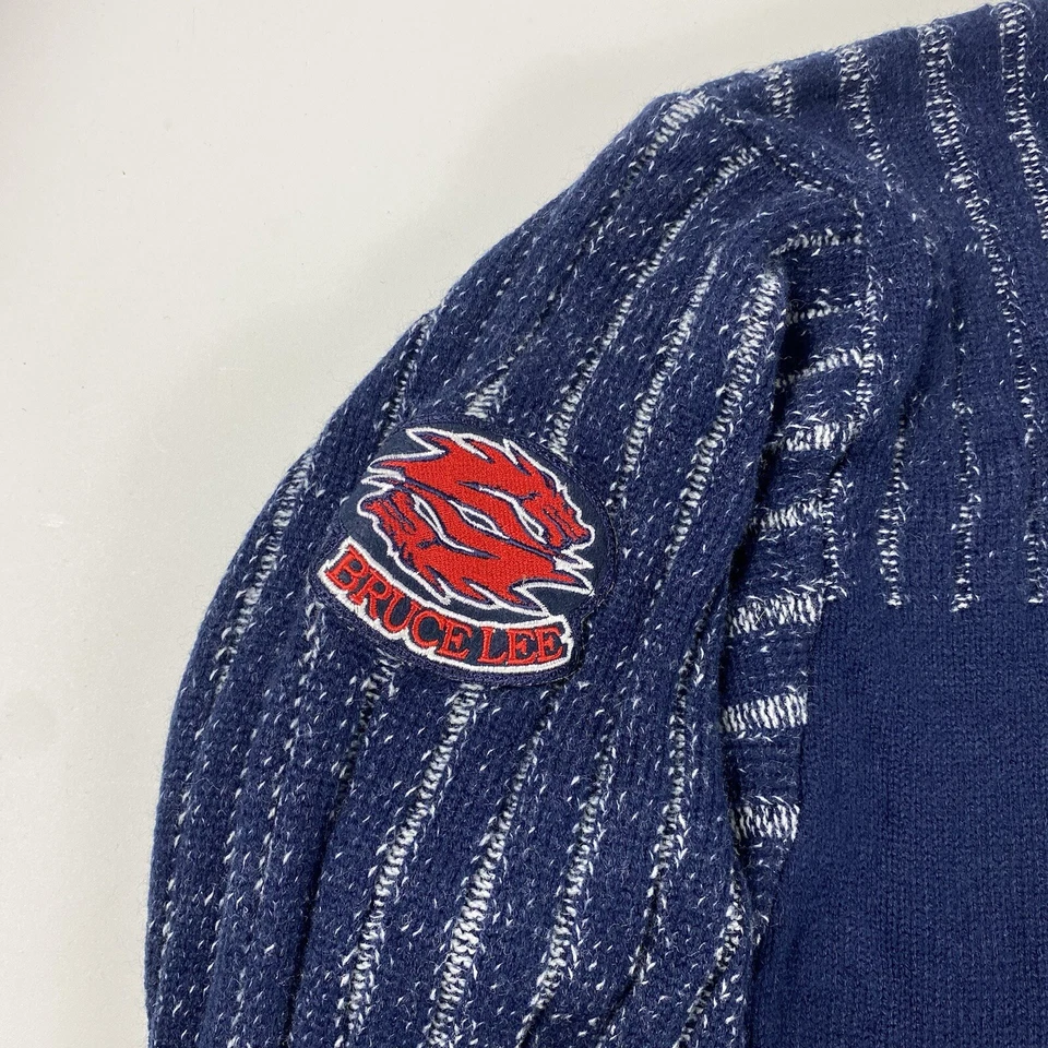 VTG Official Bruce Lee The Legend XL Stitched Turtleneck Blue Sweater RARE - Image 3 of 4