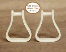 HORSING AROUND Classic 1:12 Toy Model Horse Scale WESTERN STIRRUPS - White Resin