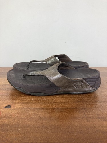 Fitflop Lulu Glitz Bronze Shimmer Brown Flip Flop Thong Sandals Women’s Size 7 - Picture 2 of 11