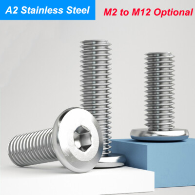Flat Pan Head Screws A2 Stainless Steel Hex Allen Socket Bolt M2 - M12 Grade 6.8