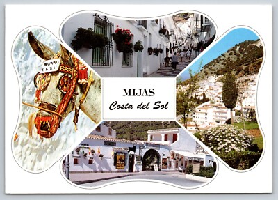Postcard Spain Mijas Costa del Sol Multi view burro taxi 3D