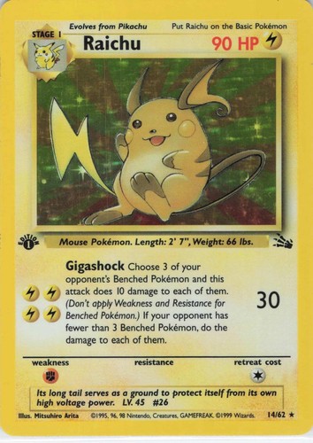 Raichu Fossil 29/62 - 1995, 96, 98 Nintendo - Pokemon Card - NM | eBay