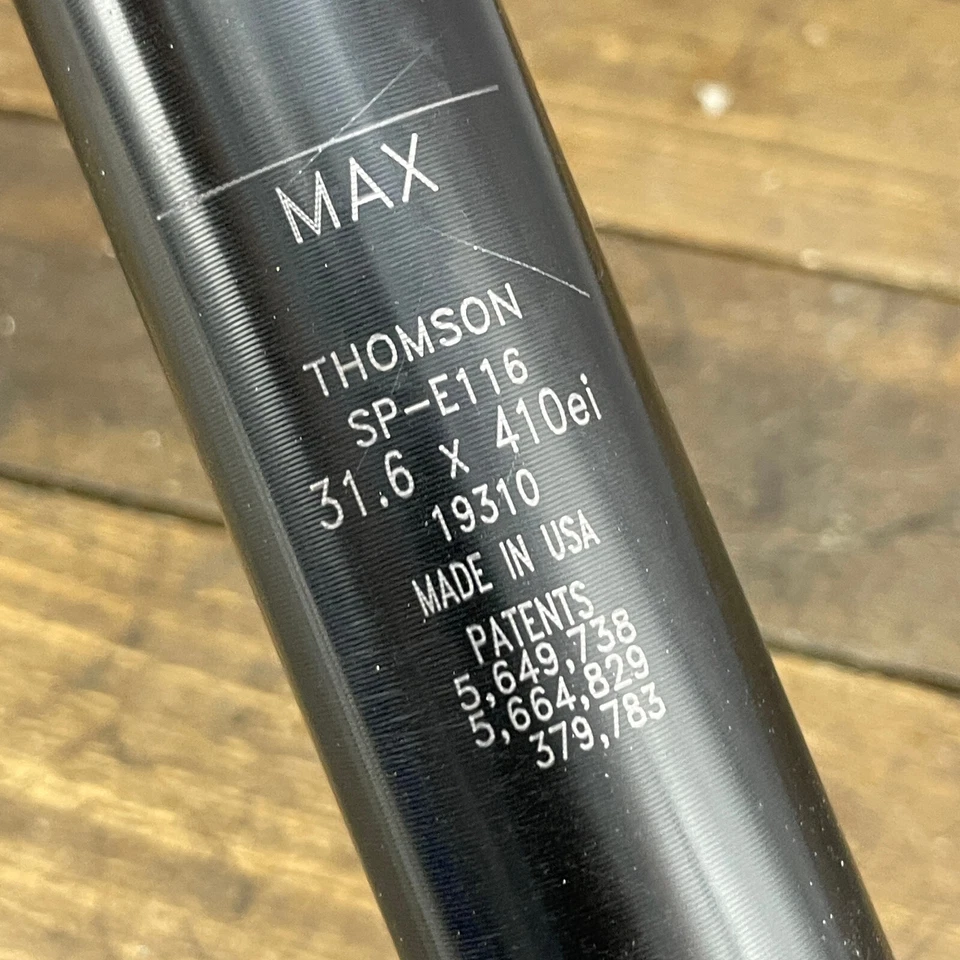 Thomson Elite Seatpost 31.6 mm USA 410mm SP-E116 Vintage Thompson Black Alloy A6 - Image 3 of 4