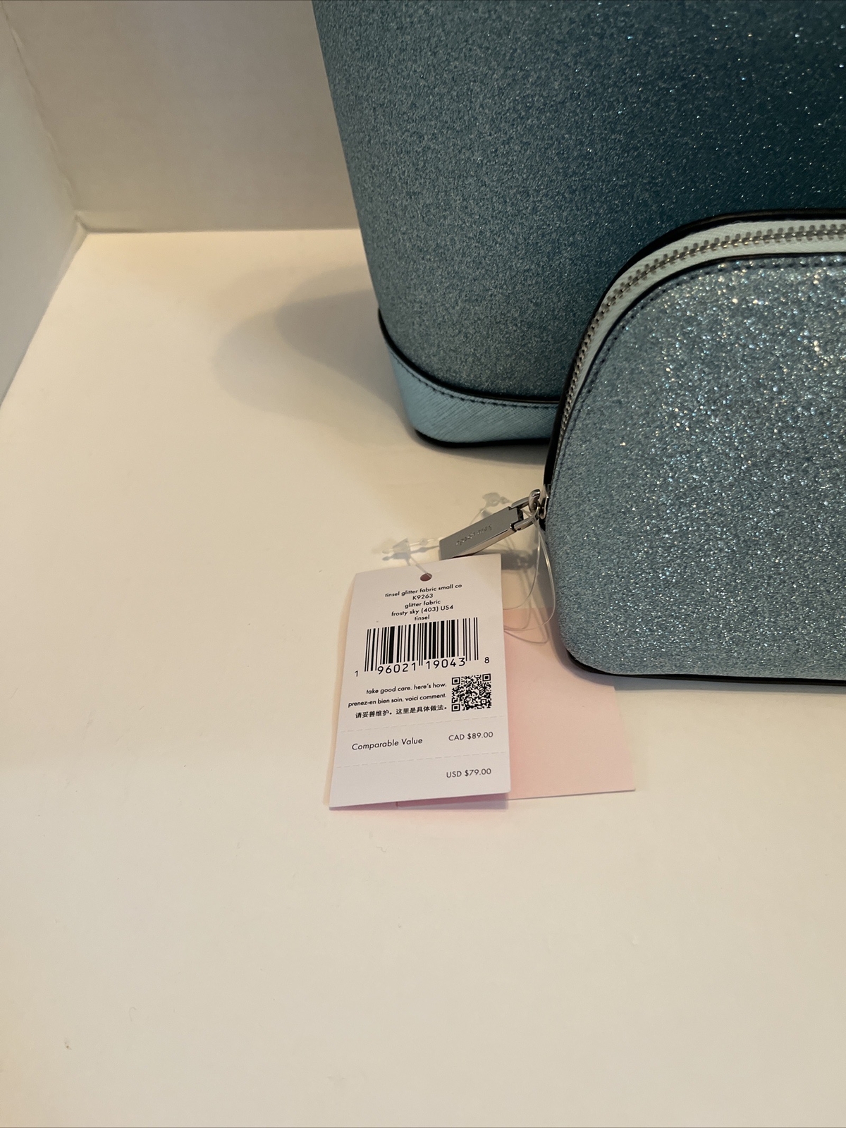 NEW Kate Spade Tinsel Glitter Fabric Shoulder Tote Bag + Makeup Bag