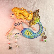 Hand Painted 10" Heavy Metal Mermaid With Danglies. Same Day Shipping.