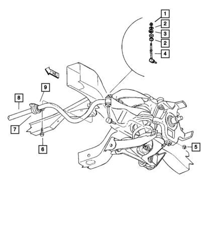 Enlace eliminador de balanceo delantero para Dodge Durango 2001-2004 (N/P 52038736AB)