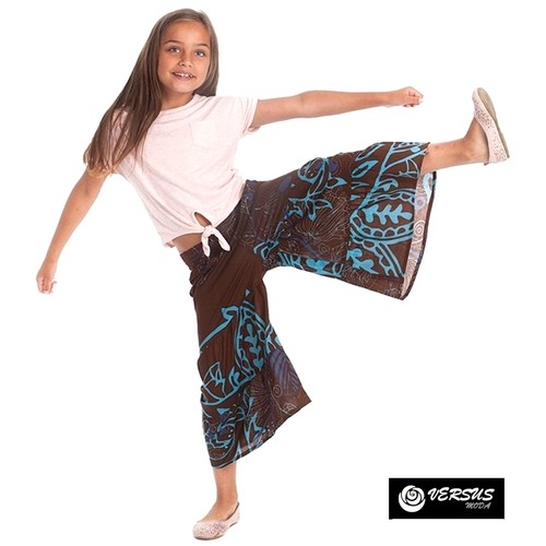 Pantaloni Larghi Bambina Cropped in Cotone Stile Etnico Girl Pants  AVKIDPA0008 | eBay